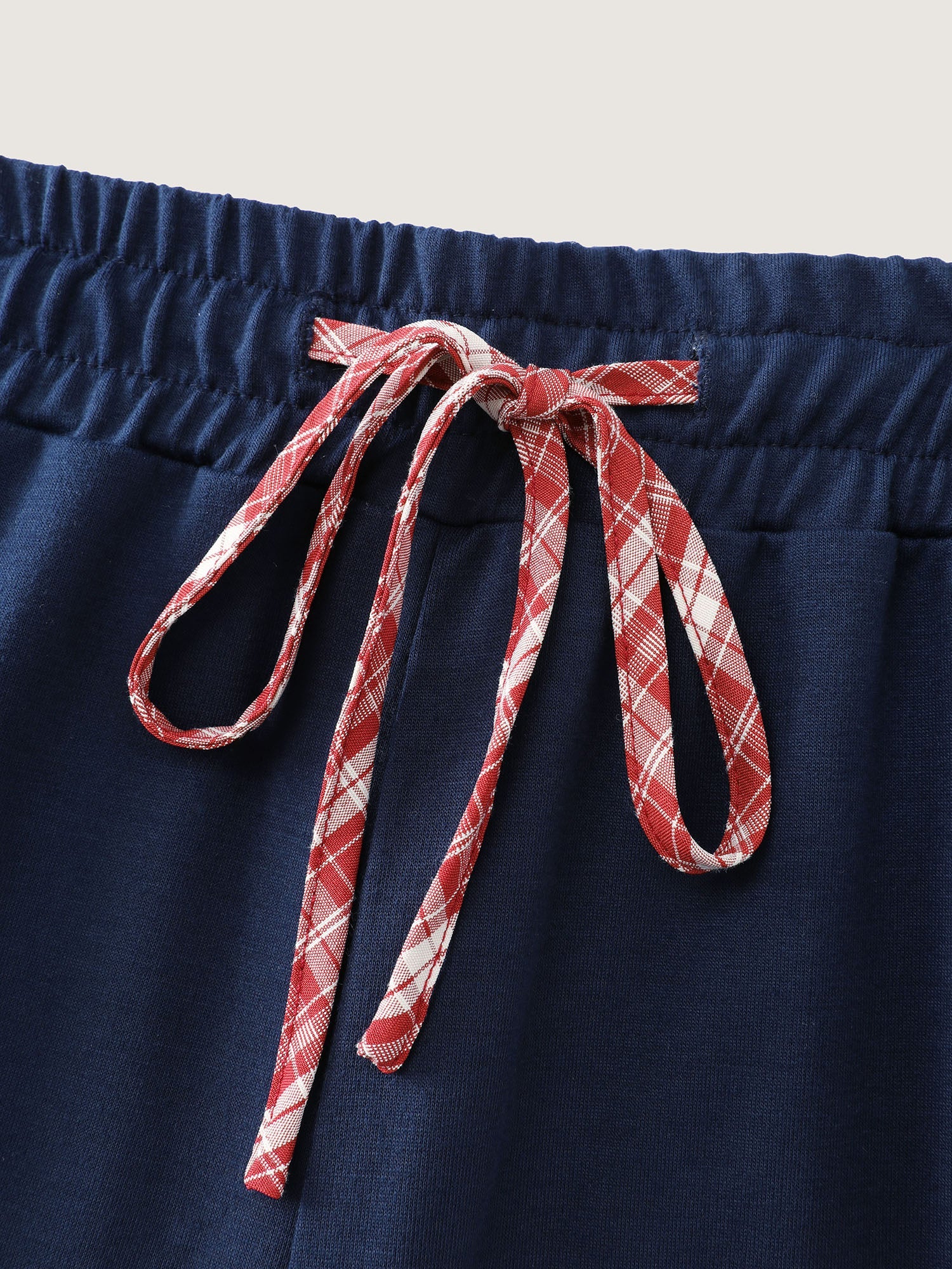 Gingham Edges Stretchy Drawstring Lounge Bottoms